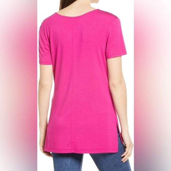 Halogen Size XS V-Neck Tunic T-Shirt Super Soft Tencel Modal in Pink - Picture 2 of 9